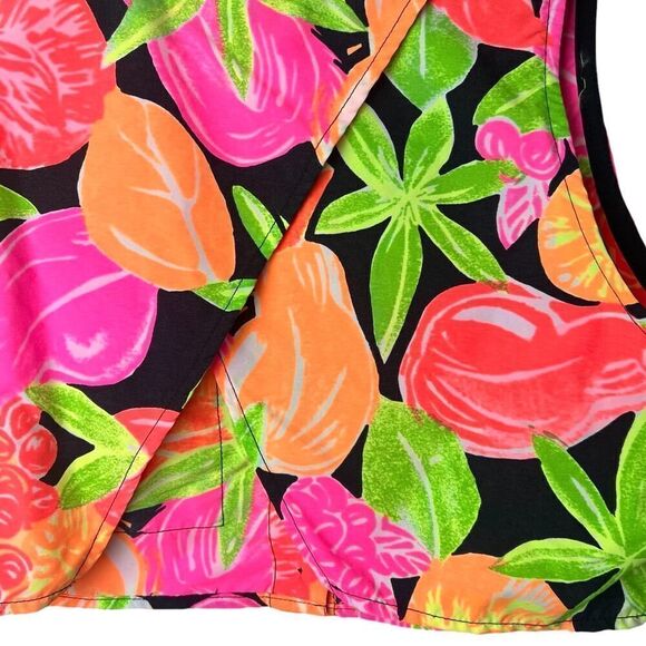Vintage 80s JIMMY'Z Neon Tropical Floral Cropped Sleeveless Top Sz M - Picture 5 of 9